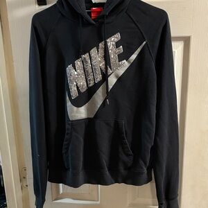 Nike Women's Black and Silver Hoodie